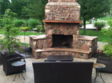 Stamped Concrete Patio with Fireplace